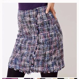 Ann Taylor Loft Tweed Fringe Faux‎ NWOT  Wrap Skirt